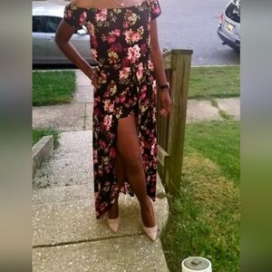 Floral Black and Pink Dress & Romper